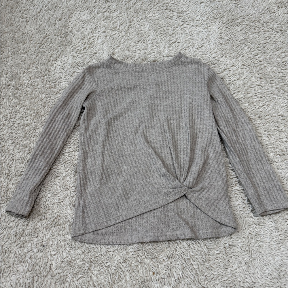 Gray Ribbed Girls Top